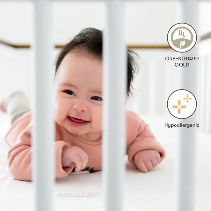 Babyletto Pure Core Mini Crib Mattress w/ Hybrid Quilted Waterproof Cover (Lightweight)