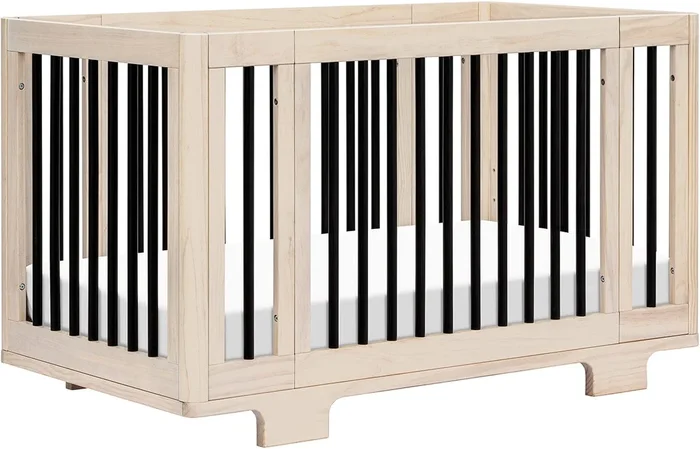 Babyletto Yuzu 8-in-1 Convertible Crib with All-Stages Conversion Kit – Washed Natural / Black