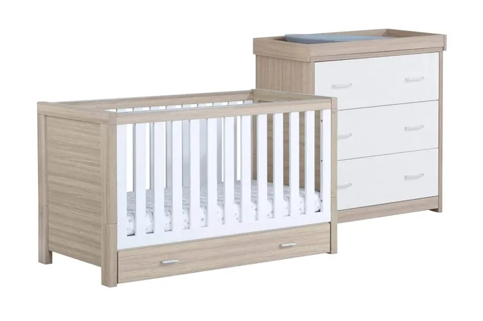 Babymore Luno 2 Piece Furniture Set with Drawer – White Oak