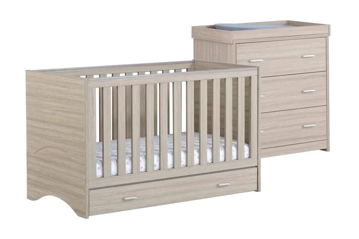 Babymore Veni 2 Piece Furniture Set with Drawer – Oak