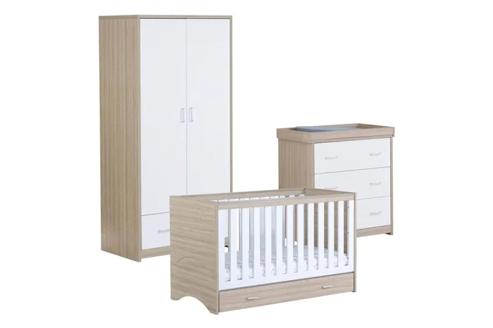 Babymore Veni 3 Piece Furniture Set with Drawer – White Oak