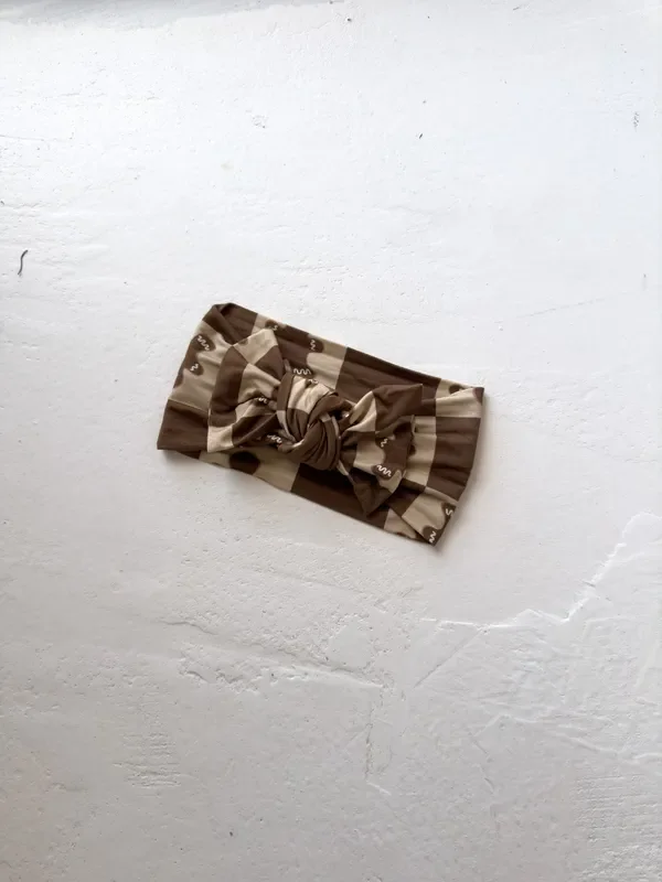 Bamboo Head Wrap | Gingerbread Checkerboard 2024