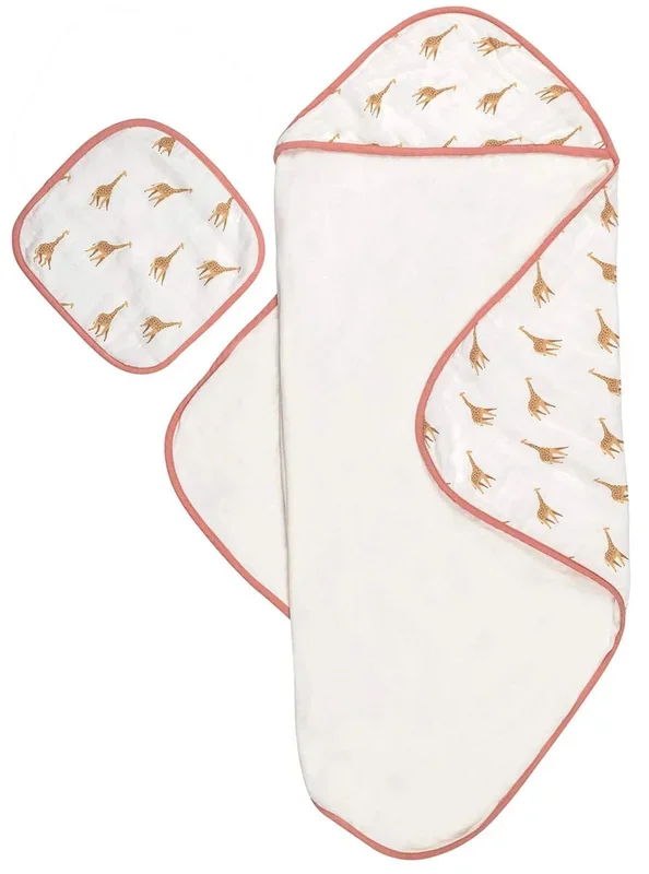 Bamboo Little Hooded Baby Towel & Washcloth Set – Giraffe