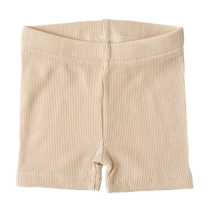 Bamboo Ribbed Biker Shorts – Sand