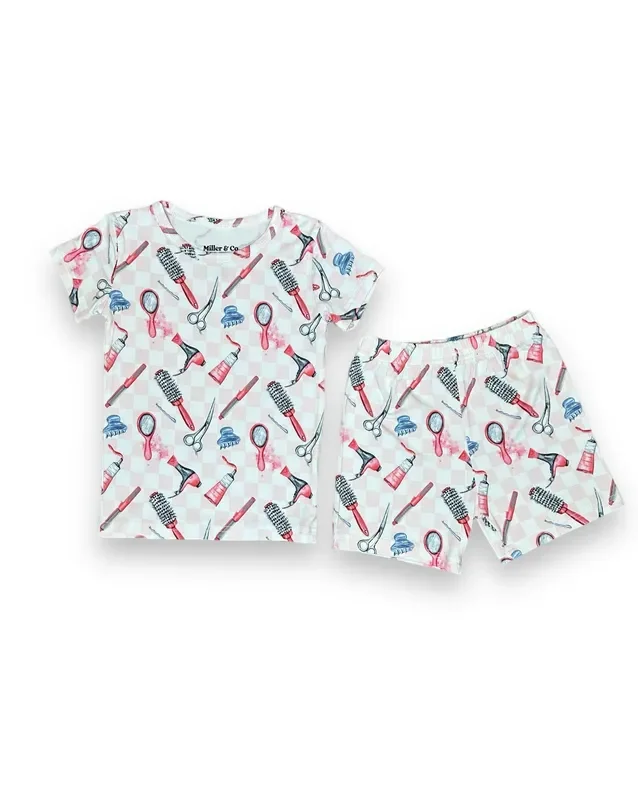 Bamboo Two Piece Short Sleeve & Shorts Pajama Set, Hair Stylist