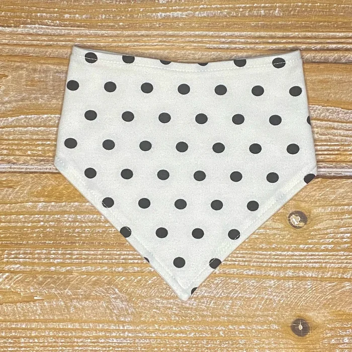 Bandana Bib in Black & White Polka Dots