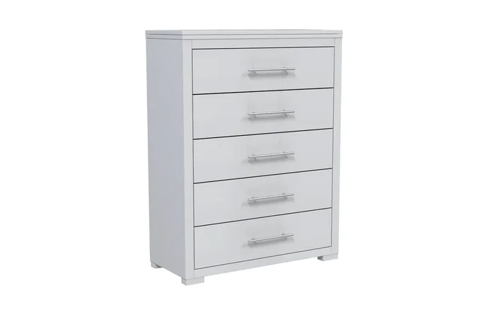 Barton 5 drawer chest storage for bedroom decoration, light grey