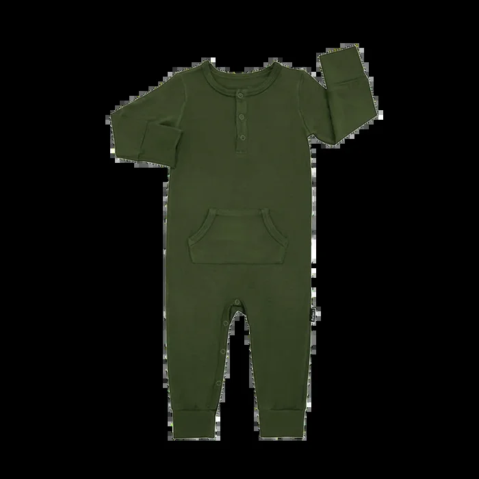 BELAN J Long Sleeves Pocket Romper 6-12m – Forest Green