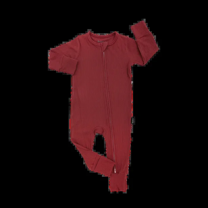 BELAN J Ribbed Bamboo Footless Sleeper with Fold-Over Cuffs – Burgundy