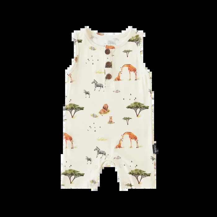 BELAN J Sleeveless Shortall Romper – Safari