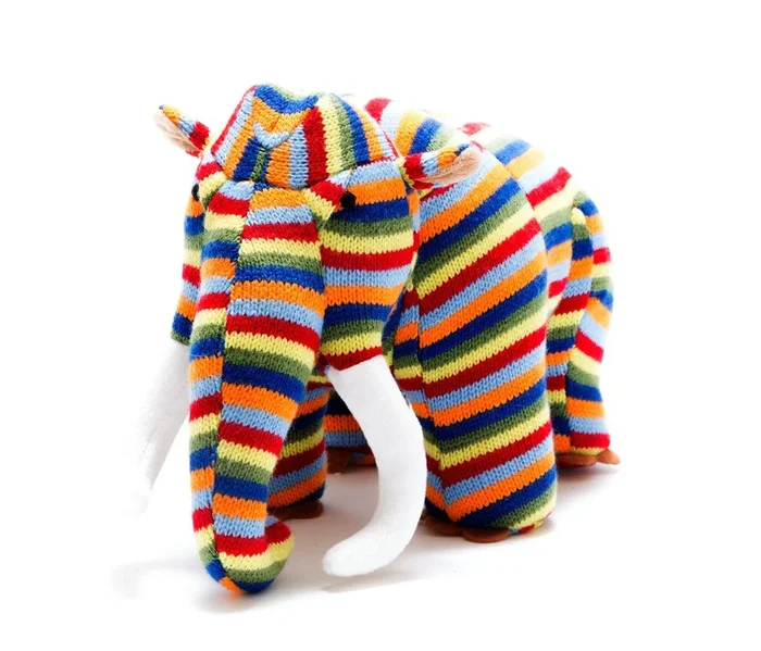 Best Years Knitted Woolly Mammoth Rainbow Plush Toy