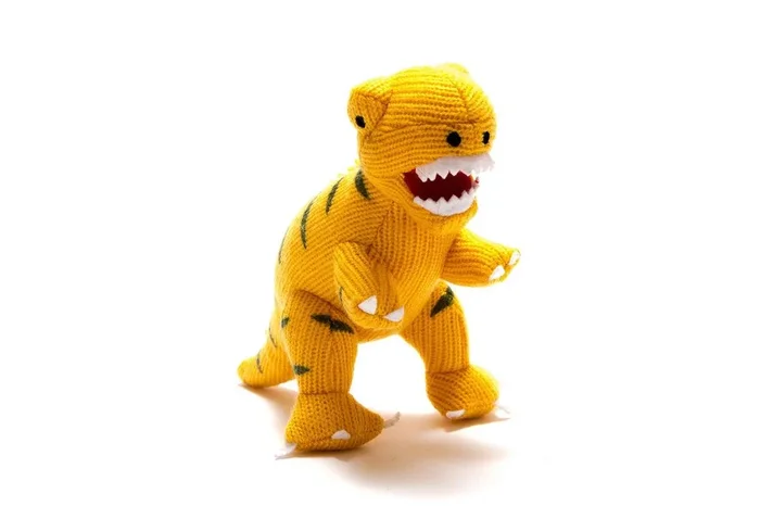 Best Years Knitted Yellow T Rex Plush Toy