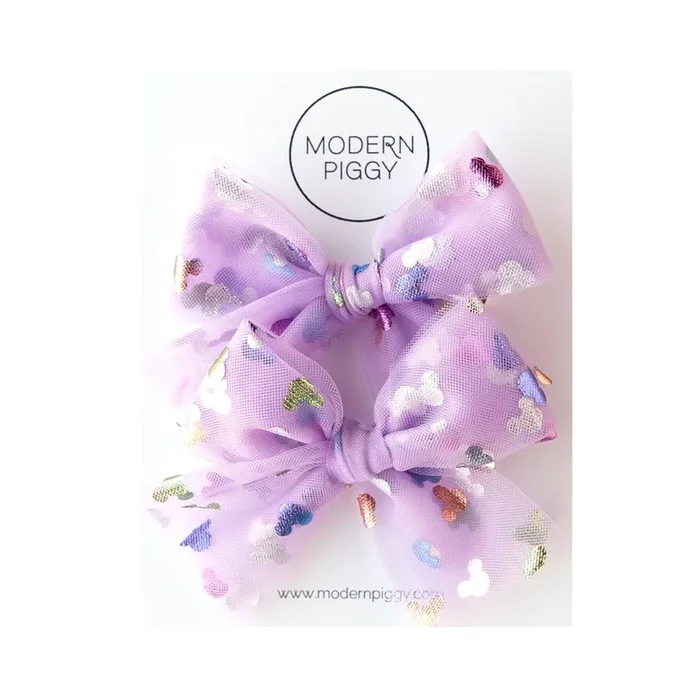 Bibbidi Bobbidi – Purple | Tulle Bow – Pigtail Set