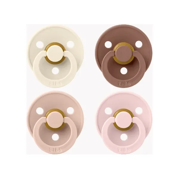 BIBS Colour Pacifier 4 Pack- Ivory/ Blush/ Woodchuck/ Blossom