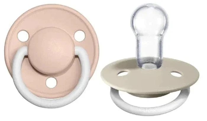 BIBS De Lux GLOW Silicone Pacifier, 2 Pack – Blush/Vanilla – One Size (0-3 years)
