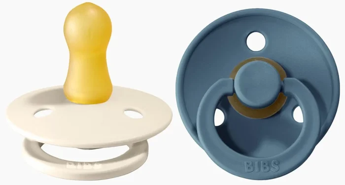 BIBS Original Colour Pacifier, 2 Pack – Ivory/Petrol – Size 1 (0-6 m)