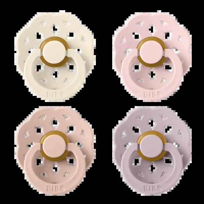 BIBS Pacifier Boheme Latex 4-PK (0-6M) – Ivory/Blush/Blossom/Dusky Lilac