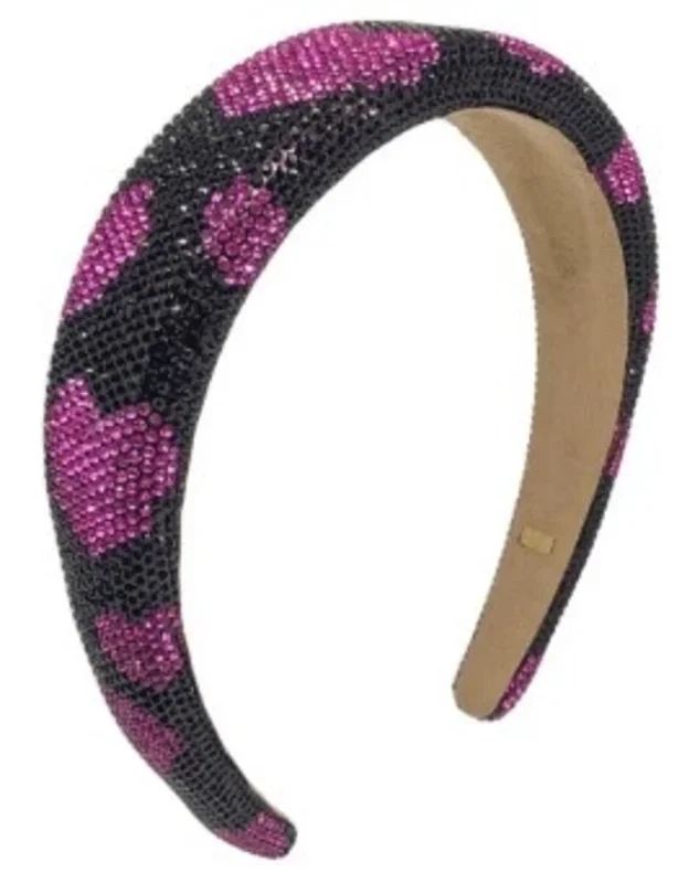 Black Fuchsia Fully Crystalized Heart Headband