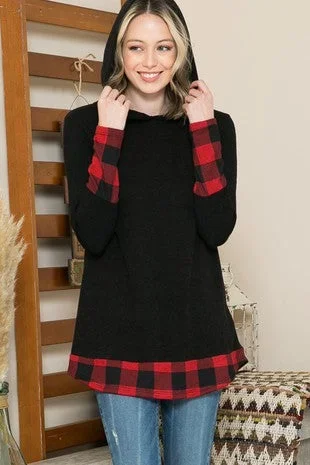 Black plaid hoodie