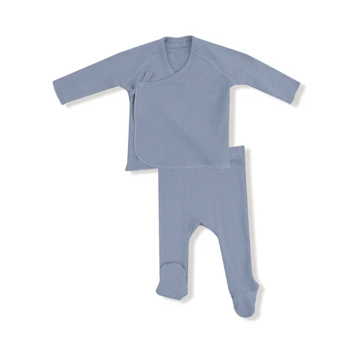 Blue Blizzard 2 Piece Long Sleeve Kimono Footed Pant