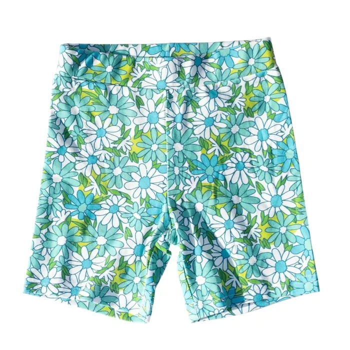 Blue Flower Power Bike Shorts For Toddlers And Girls