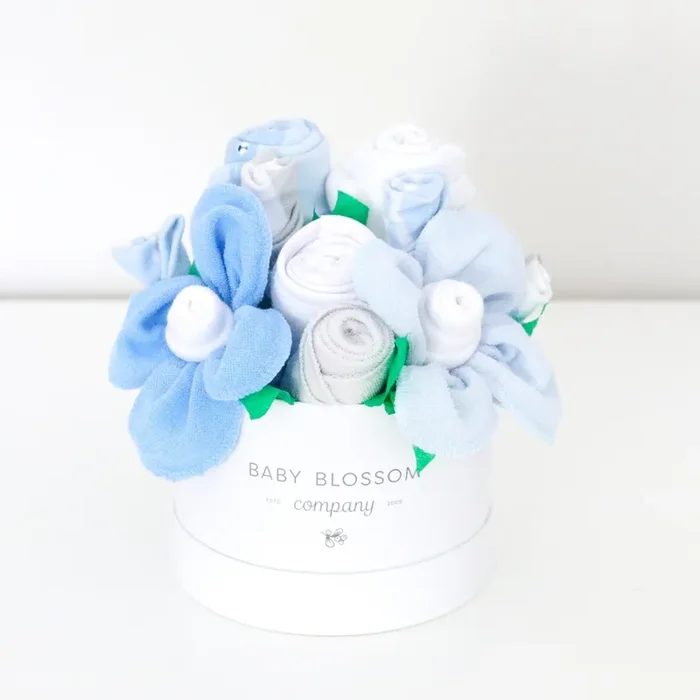 Blue Hatbox Bouquet – Petite