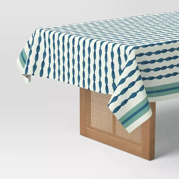 Blue Striped 104″ x 60″ Tablecloth