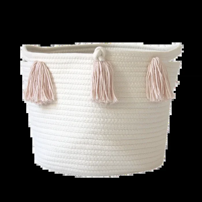 Blush Tassel Basket – Medium