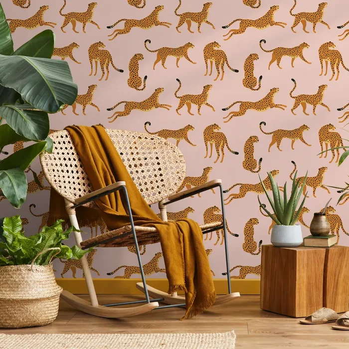 Boho Wallpaper With A Cheetah Print In Pink, Yellow, And Black – Zacm