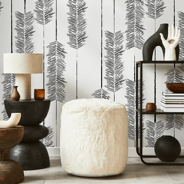Boho Wallpaper With An Abstract Arrow Motif In Black And White – C520