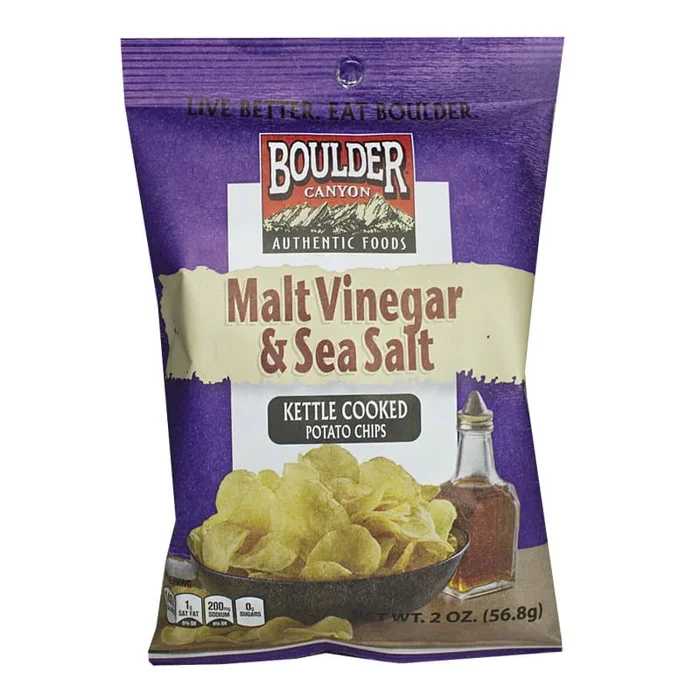 Boulder Canyon Malt Vinegar & Sea Salt Potato Chips – 2 oz.