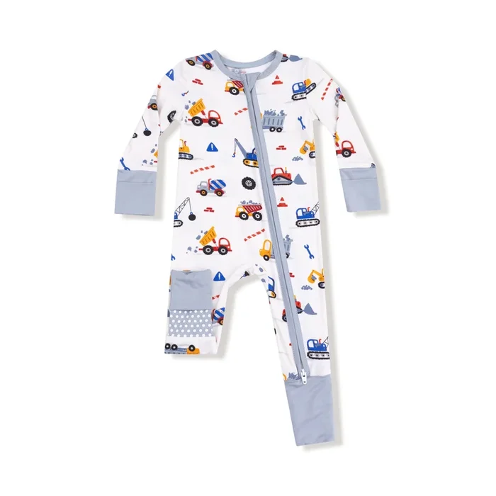 Boy 2-Way Zipper Romper | Crayon Construction