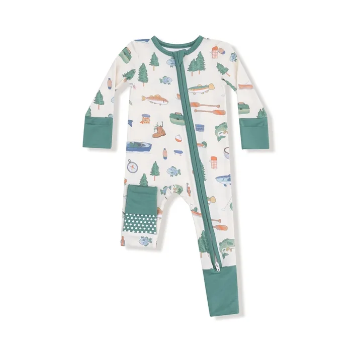 Boy 2-Way Zipper Romper | Fishing Things