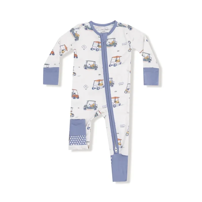 Boy 2-Way Zipper Romper | Zooming Golf Carts