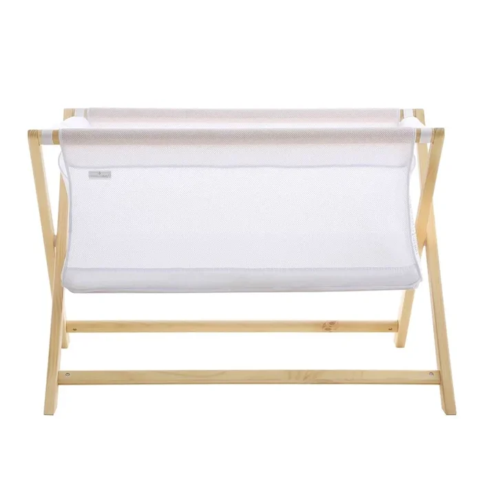 BreathableBaby Breathable Mesh Portable Bassinet – White/Beech (93508) (Floor Model)