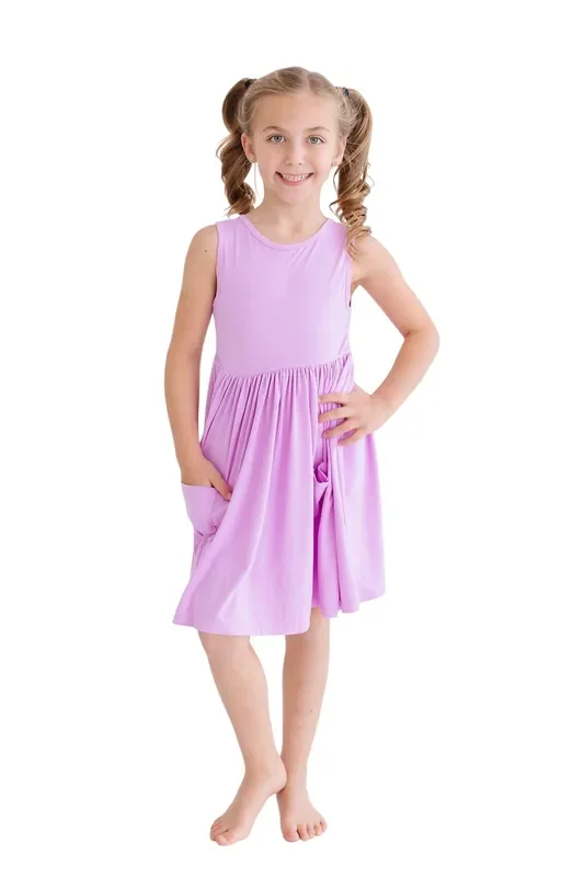 Bright Lilac Tank Pocket Twirl Dress