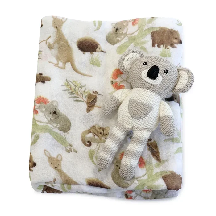Bubba Blue Koala Rattle & Muslin Wrap Gift Set