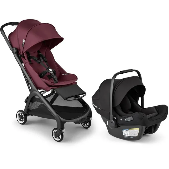 Bugaboo Butterfly 1 + Turtle Air Shield Travel System Bundle – Black / Dark Cherry / Dark Cherry / Black