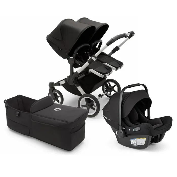Bugaboo Donkey 5 Duo + Turtle Air Shield Travel System Bundle – Aluminum / Midnight Black / Midnight Black / Black