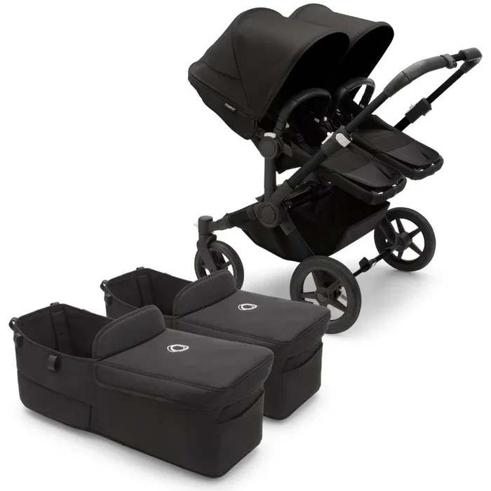 Bugaboo Donkey 5 Twin Complete Stroller Bundle – Black / Midnight Black / Midnight Black / Black