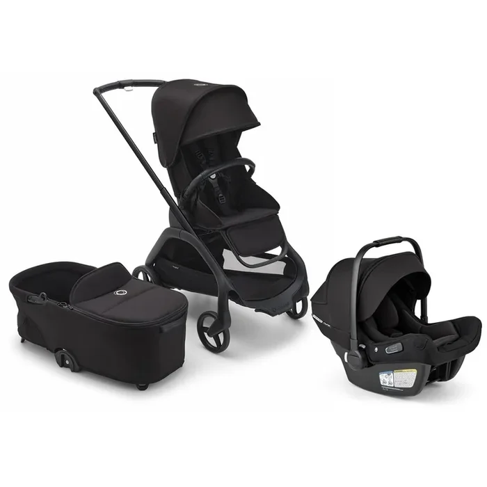 Bugaboo Dragonfly Stroller + Bassinet + Turtle Air Shield Travel System Bundle – Black / Midnight Black / Midnight Black / Black