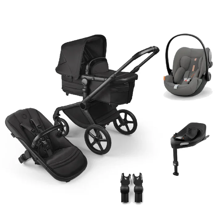 Bugaboo Fox 5 (Cloud G Plus) Travel System, Noir Limited Edition – Black Moonlight/Lava Grey