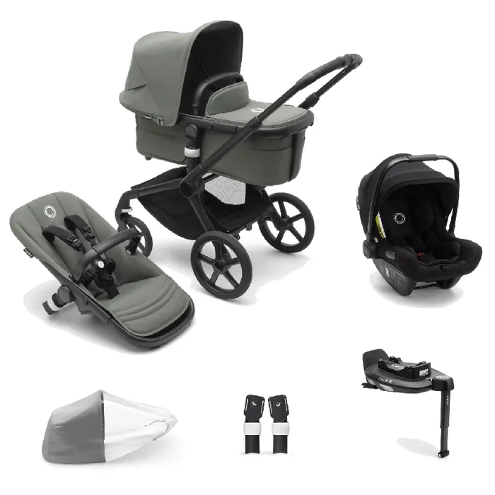 Bugaboo Fox 5, Turtle and Base Travel System – Black/Forest Green