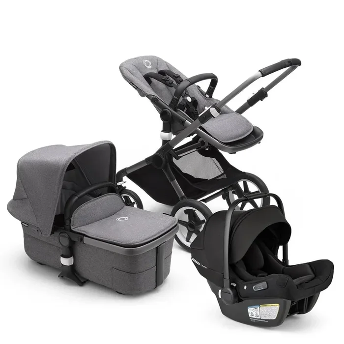 Bugaboo Fox3 Complete Stroller + Turtle Air Shield Travel System Bundle – Graphite / Grey Melange / Grey Melange / Black