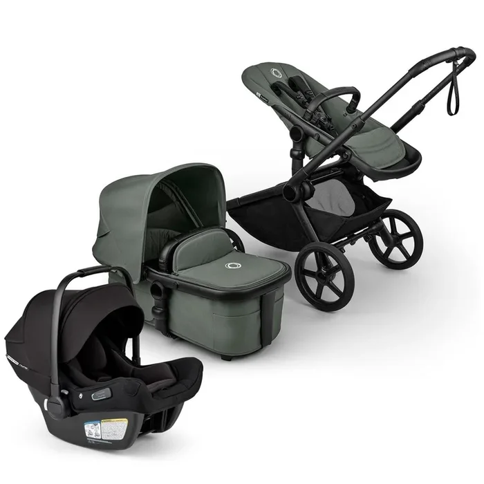 Bugaboo Kangaroo Complete + Turtle Air Shield By Nuna Travel System Bundle – Black / Forest Green / Forest Green / Black