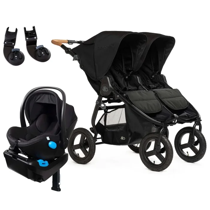 Bumbleride Indie Twin + Clek Liing Travel System Bundle – Black / Railroad Ziip