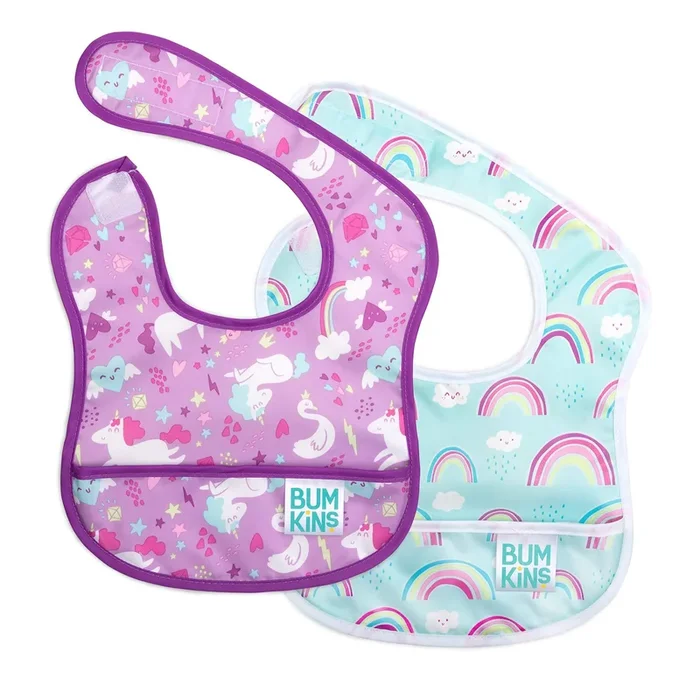 Bumkins Starter Bib – Unicorn & Rainbows / 2 Pack