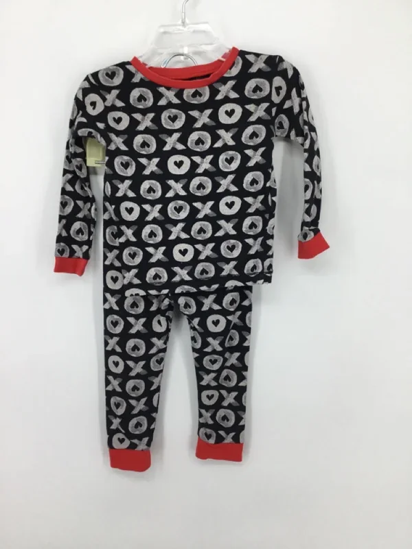 Burt’s Bees Baby Child Size 2 Black Valentine’s Day Pajamas