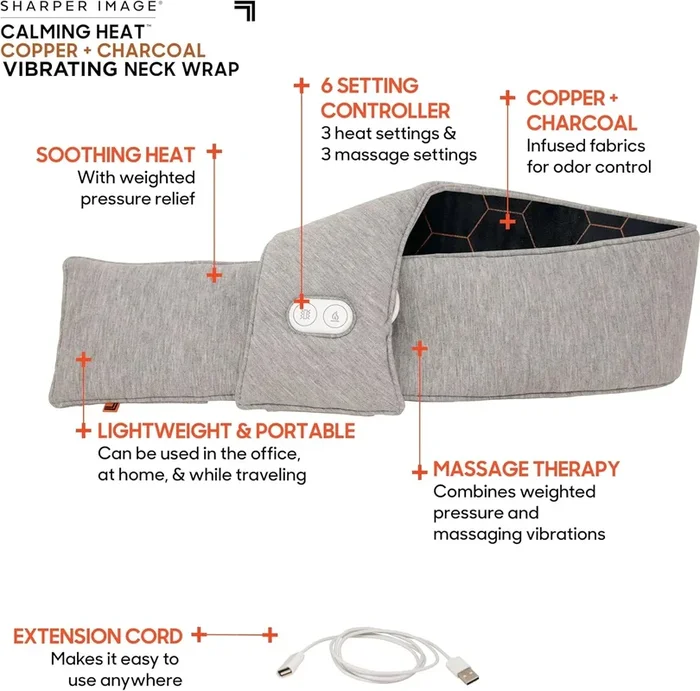 Calming Heat Massaging Neck Wrap – Grey