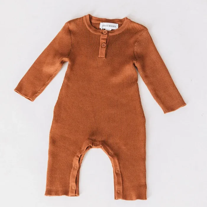Camel Knit Long Sleeve Bodysuit – Infant